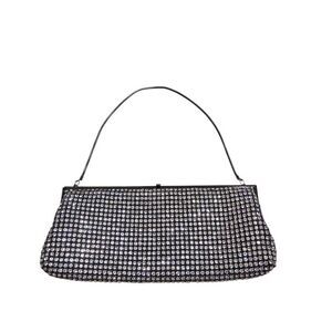 Y2K Cache Glass Rhinestone Evening Bag Gunmetal Shoulder Purse